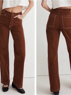 Madewell High-Rise Wide Leg Jeans in Chocolate Brown